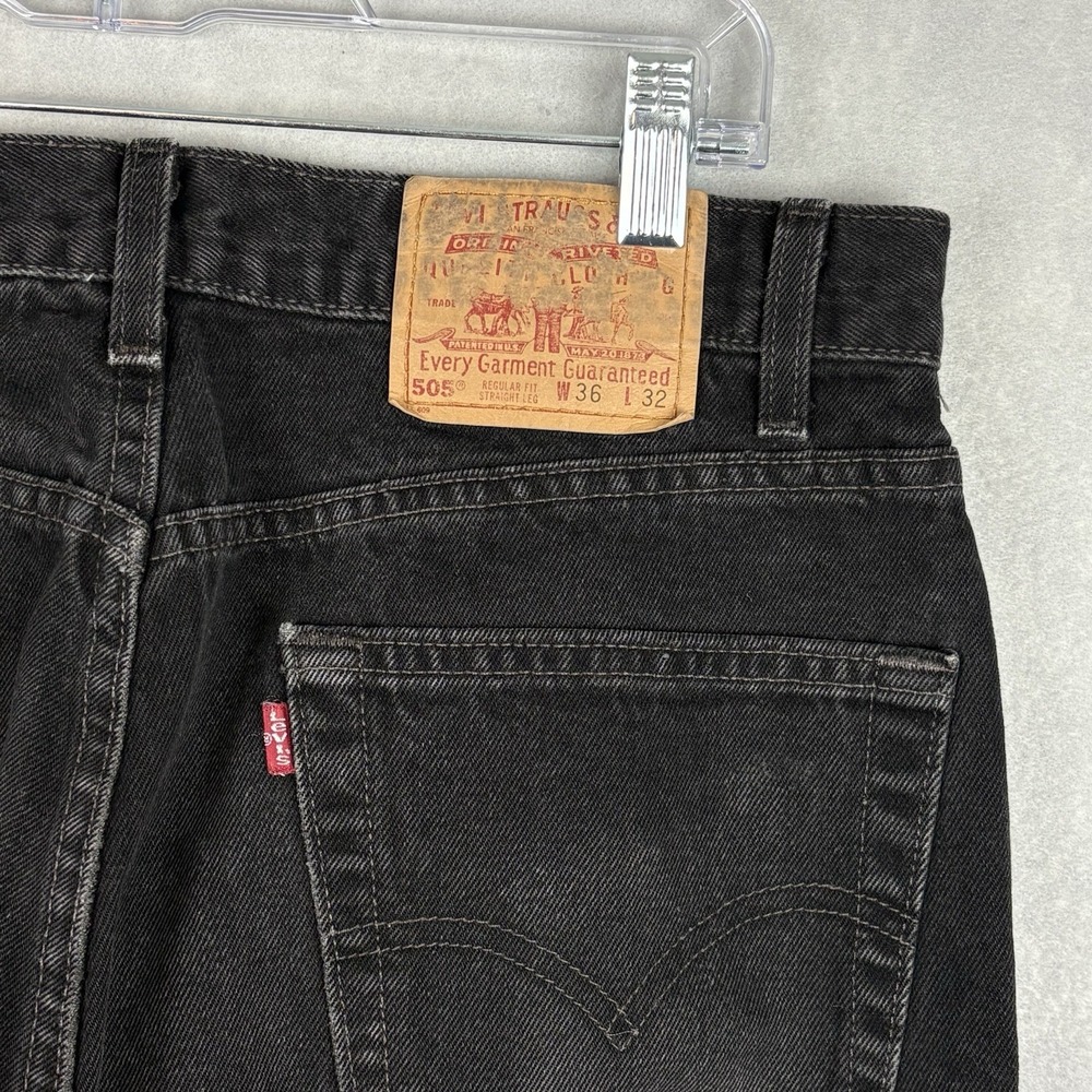 Vintage Levi’s 505 Black Jeans Men’s 36x32 (Fits 34x31) Made In USA 90s Straight - Picture 6 of 11